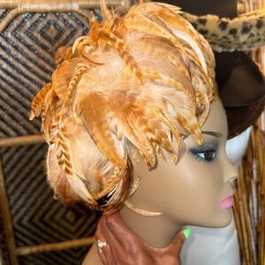 Feathered Tan Fascinator Hat